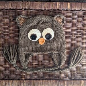 🦉 Handmade Knit Owl Hat With Earflaps and Tassels